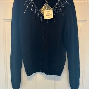 Elegant Black Beaded Cardigan